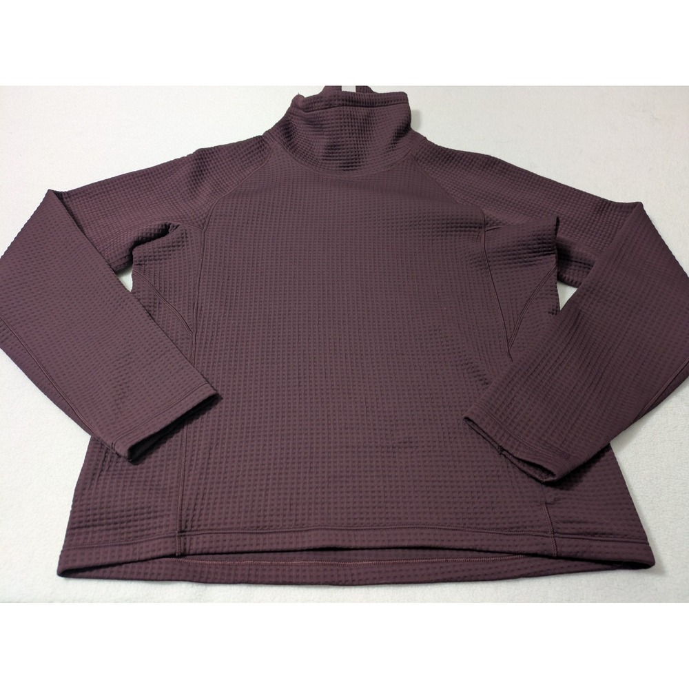 lululemon Pullover Waffle-Knit Funnel Neck Long Sleeve Shirt Slim Fit 8 Burgandy